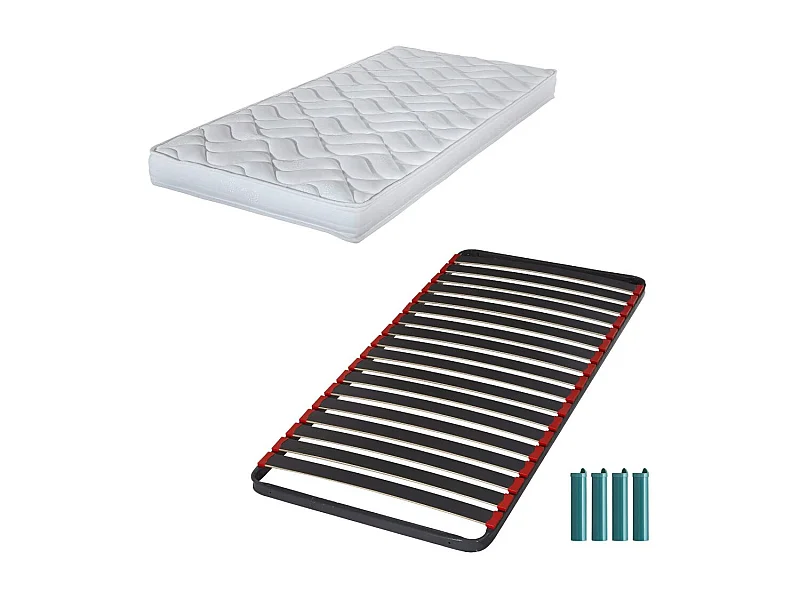 Matelas mousse + Sommier métal C39 80x190 Melissa - Hauteur 13 cm - Soutien ferme