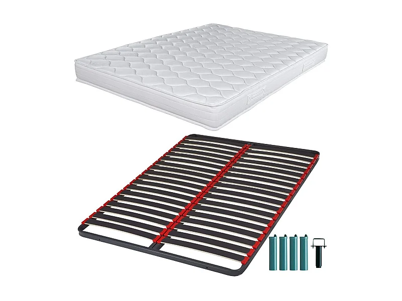 Matelas mousse + Sommier C39 140x200 Montana - Hauteur 18 cm - Soutien équilibré