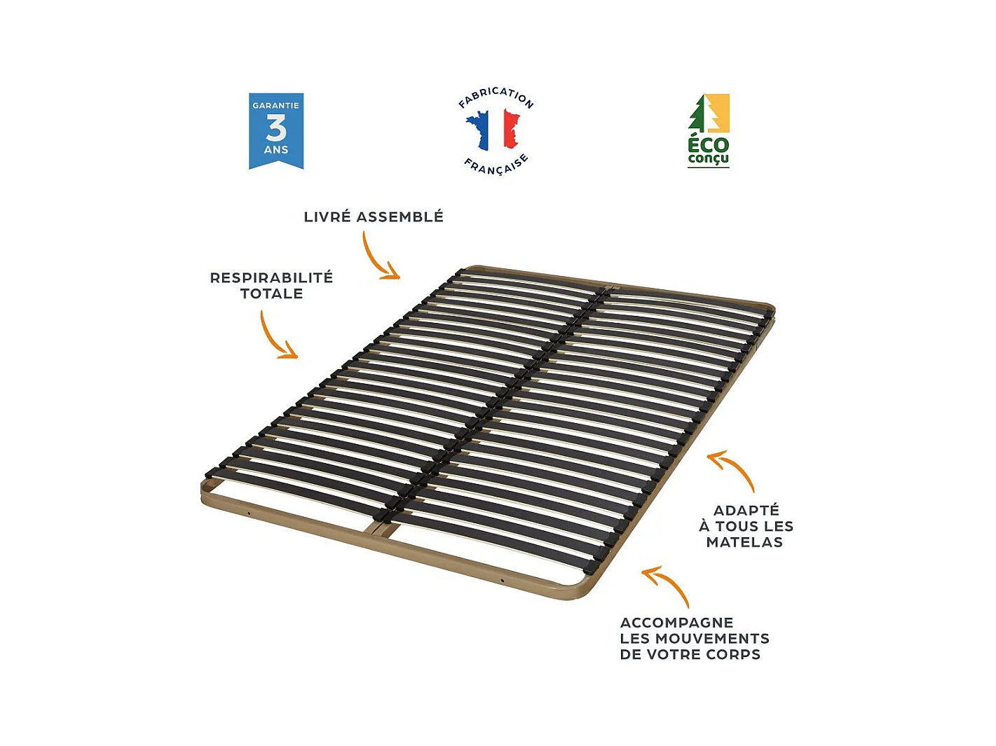 Matelas mousse + Sommier métal C224 2x90x190 Madere - Hauteur 24 cm - Soutien ferme