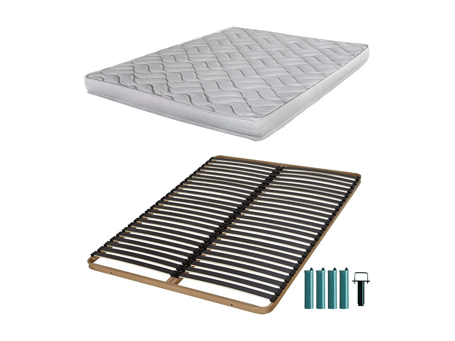 Matelas mousse + Sommier métal C224 140x190 Melissa - Hauteur 13 cm - Soutien ferme