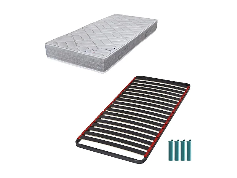 Matelas mousse + Sommier métal C39 90x200 Maryland - Hauteur 20 cm - Soutien ferme