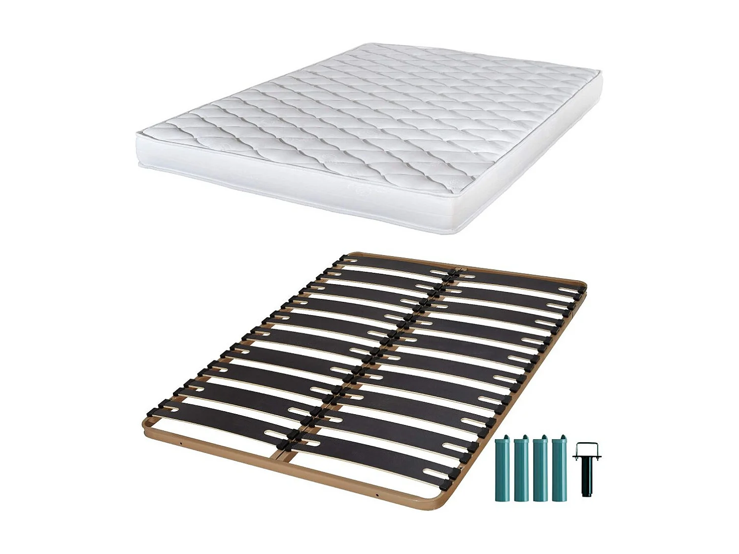 Matelas mousse + Sommier métal C310 140x190 Marly - Hauteur 15 cm - Soutien ferme