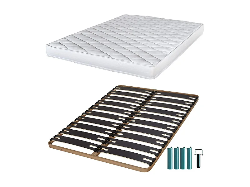 Matelas mousse + Sommier métal C310 140x190 Marly - Hauteur 15 cm - Soutien ferme