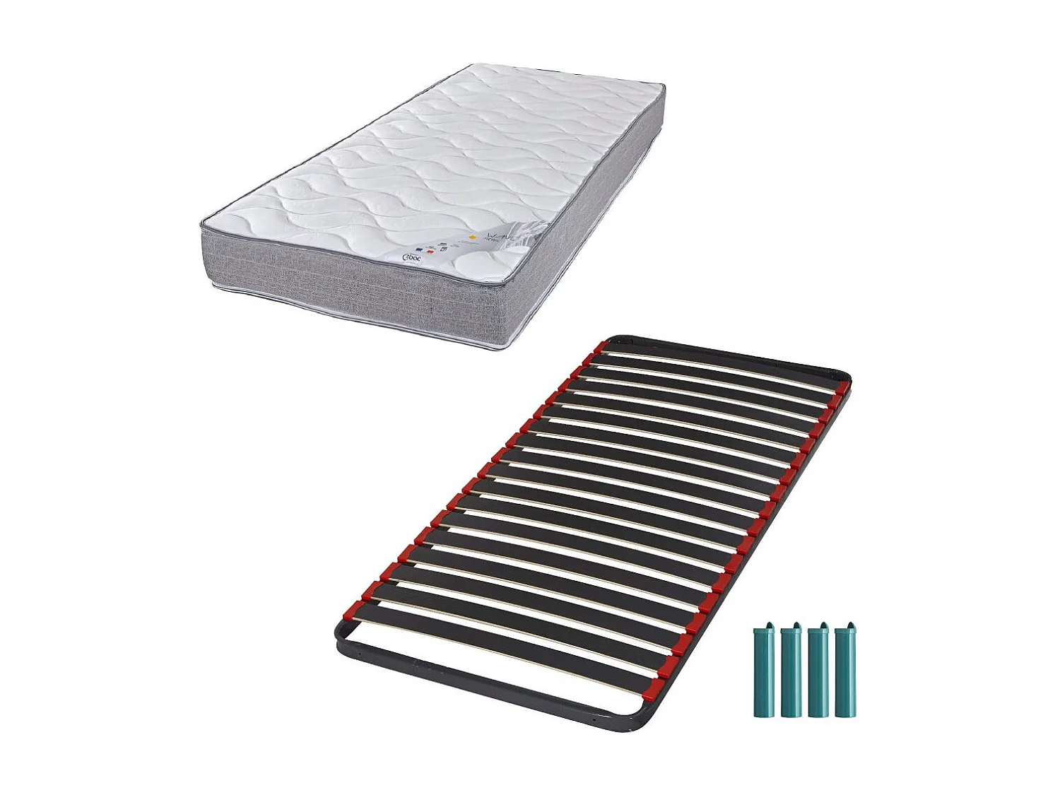 Matelas mousse + Sommier métal C39 90x190 Wave - Hauteur 19 cm - Soutien ferme