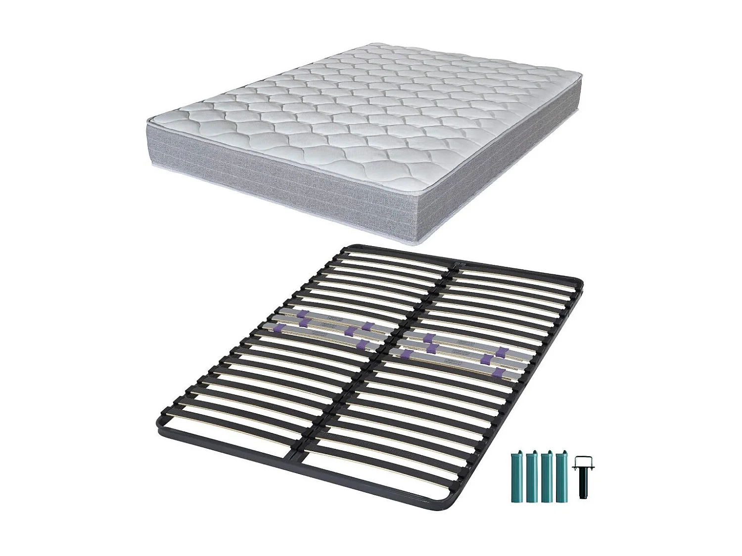 Matelas mousse + Sommier métal C223 140x190 Madere - Hauteur 24 cm - Soutien ferme