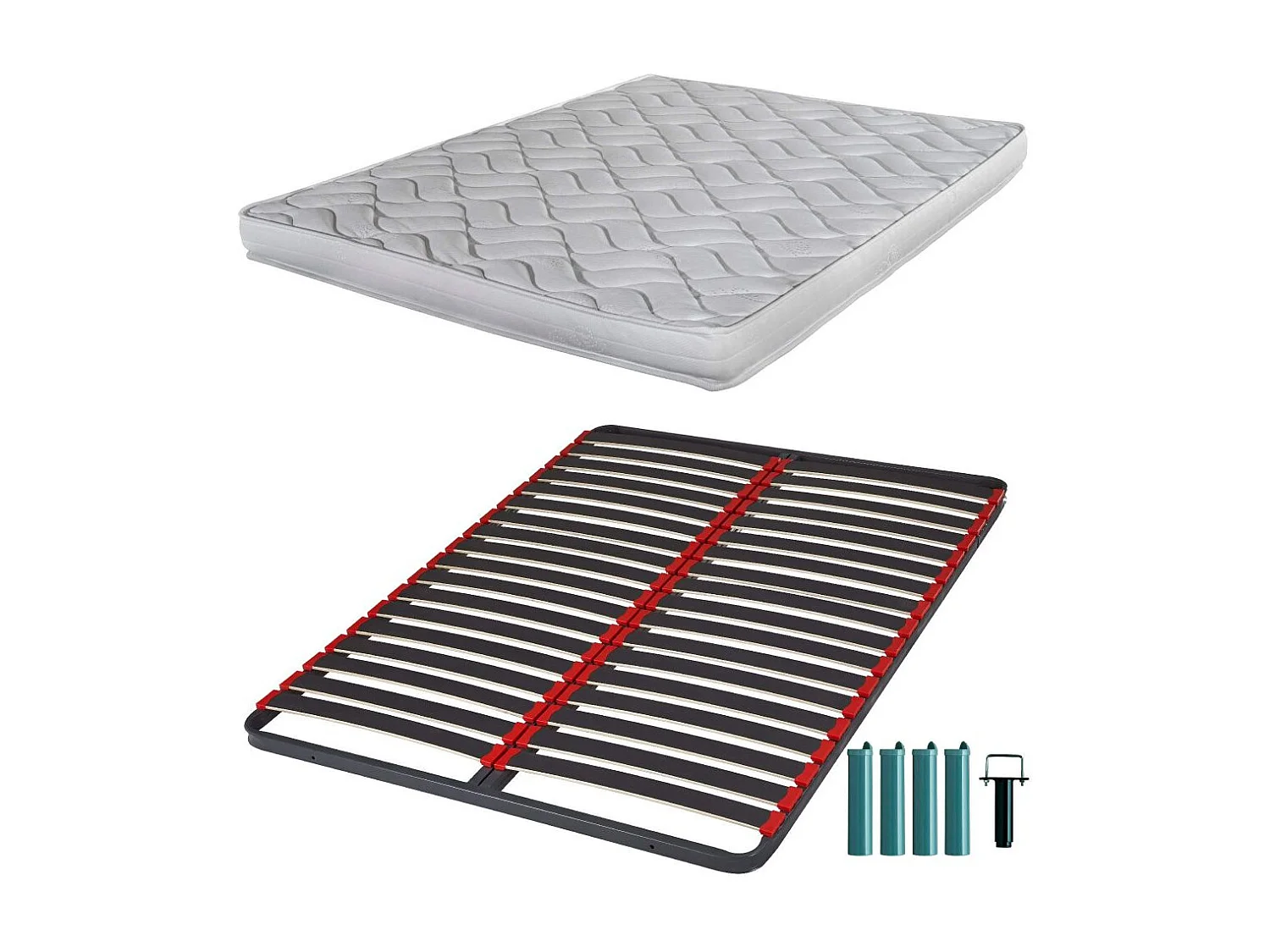 Matelas mousse + Sommier métal C39 140x190 Melissa - Hauteur 13 cm - Soutien ferme