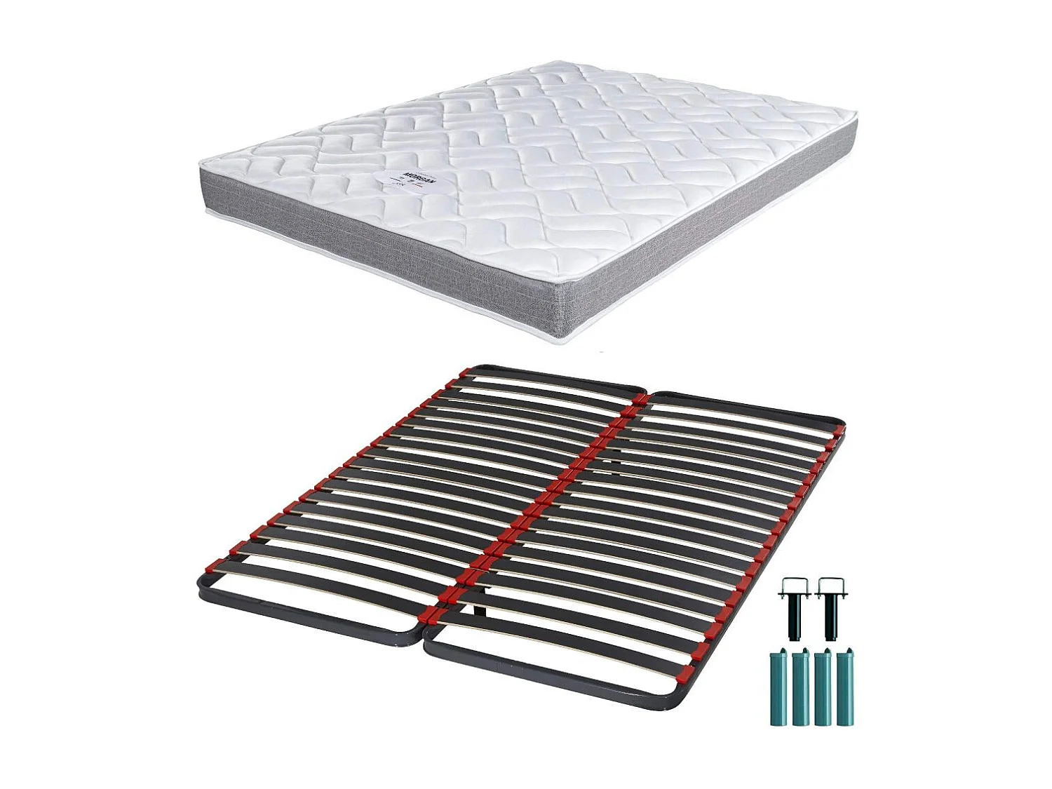 Matelas mousse + Sommier métal C39 160x200 Morgan - Hauteur 17 cm - Soutien ferme