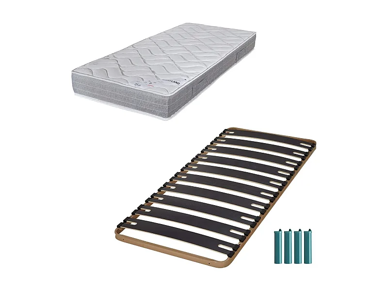 Matelas mousse + Sommier métal C310 90x190 Maryland - Hauteur 20 cm - Soutien ferme