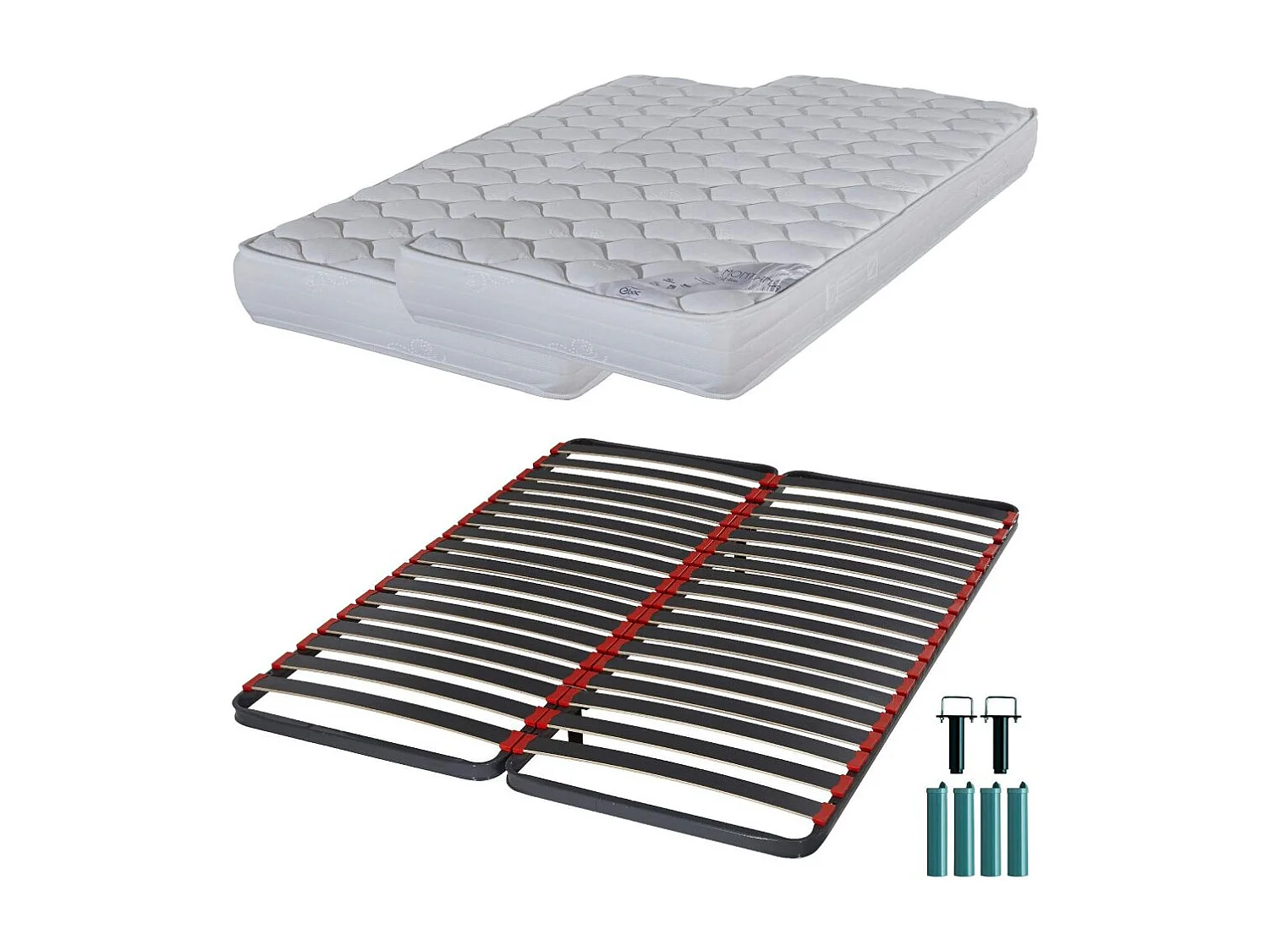 Matelas mousse + Sommier C39 2x90x190 Montana - Hauteur 18 cm - Soutien équilibré