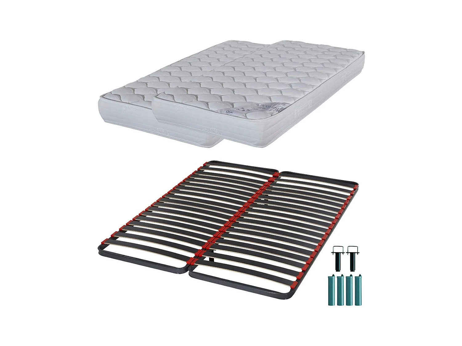 Matelas mousse + Sommier C39 2x90x190 Montana - Hauteur 18 cm - Soutien équilibré