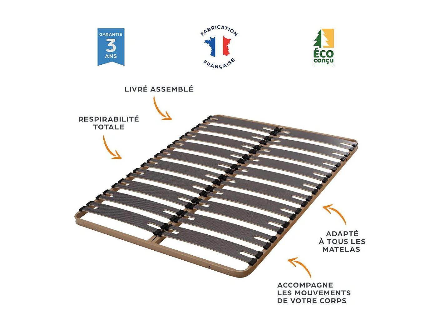 Matelas mousse + Sommier métal C310 90x190 Melior - Hauteur 20 cm - Soutien ferme