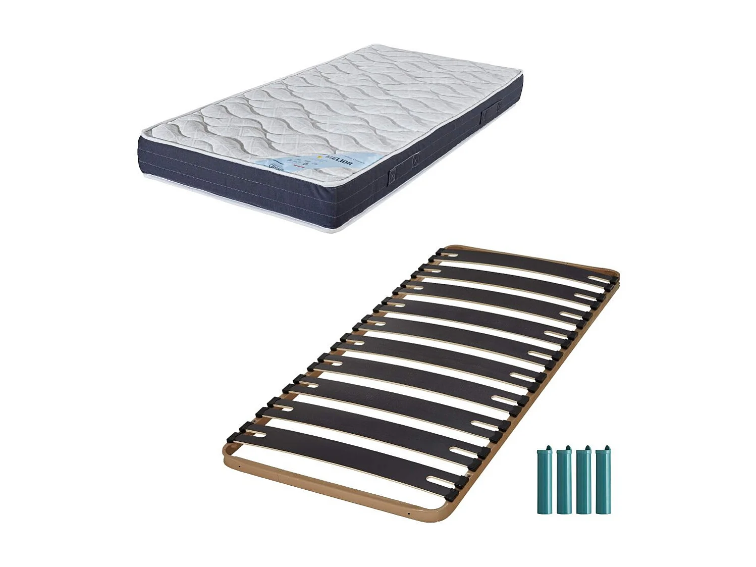 Matelas mousse + Sommier métal C310 90x190 Melior - Hauteur 20 cm - Soutien ferme