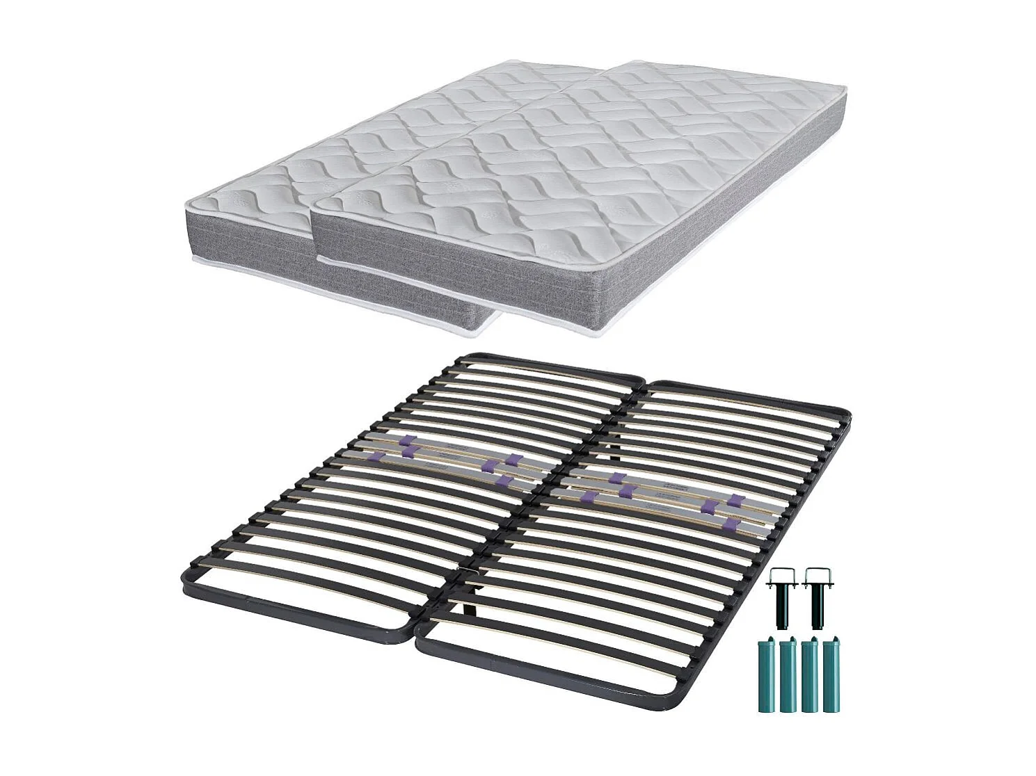 Matelas mousse + Sommier métal C223 160x200 Morgan - Hauteur 17 cm - Soutien ferme