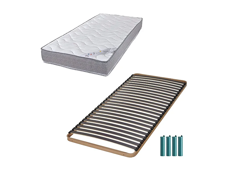 Matelas mousse + Sommier métal C224 90x190 Wave - Hauteur 19 cm - Soutien ferme