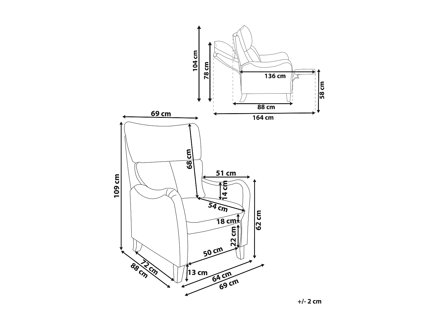 Relaxfauteuil ROYSTON Stof Beige