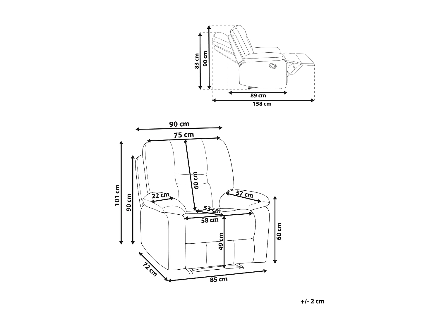 Fauteuil inclinable BERGEN Repose-pieds inclus Tissu Orange