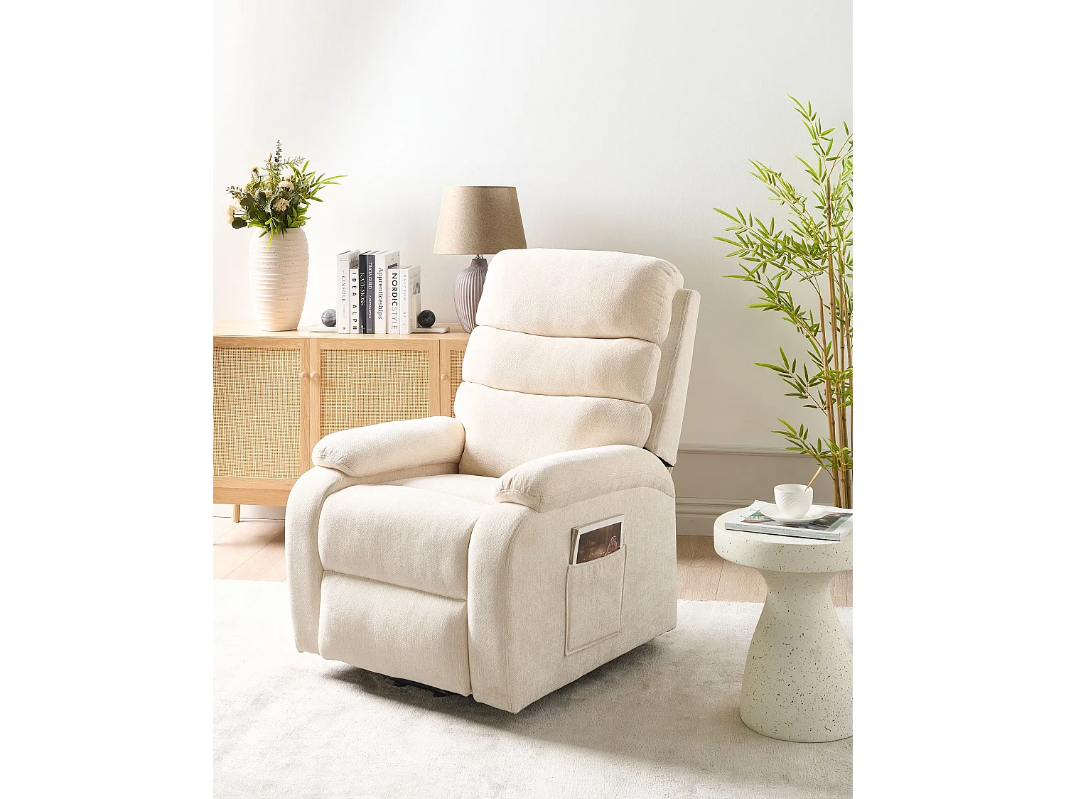 Elektrischer Fernsehsessel RISE Stoff Hellbeige
