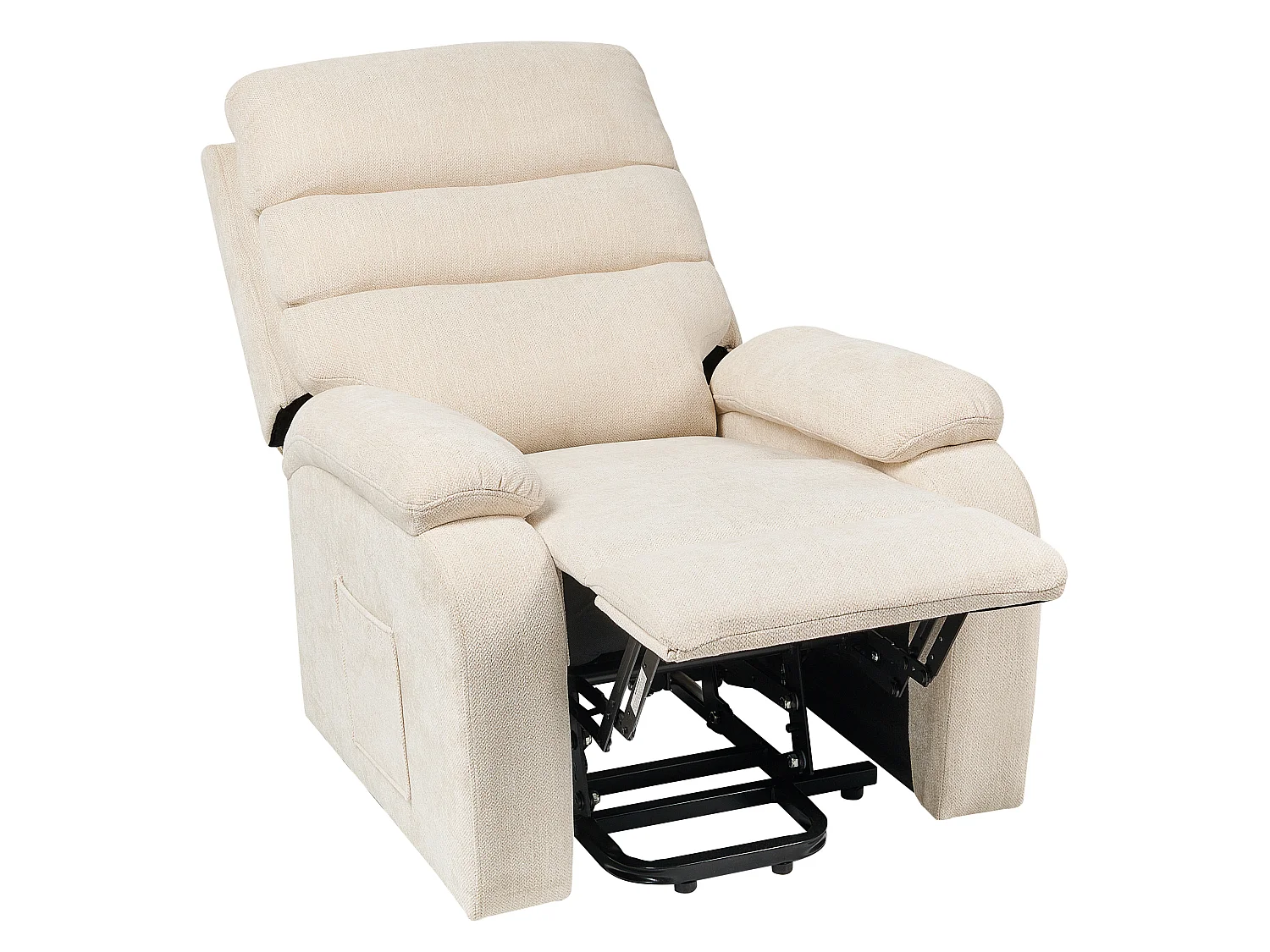 Electric Recliner Chair RISE with Footrest Fabric Light Beige