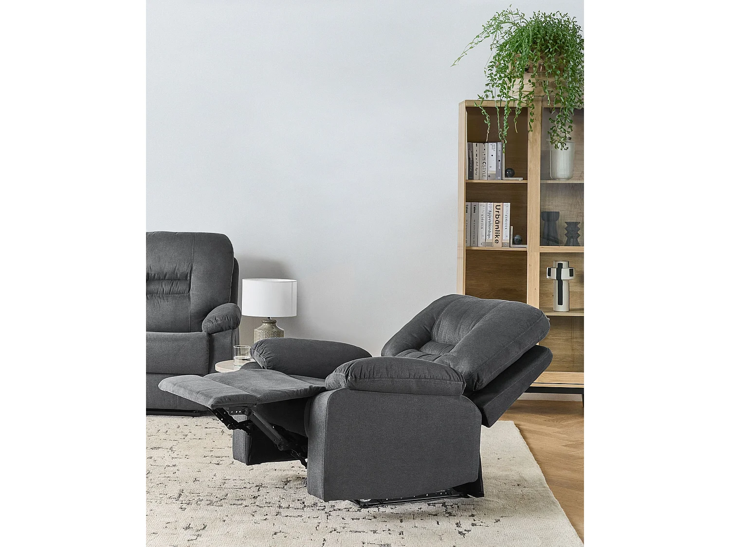 Fauteuil inclinable BERGEN Repose-pieds inclus Tissu Gris foncé