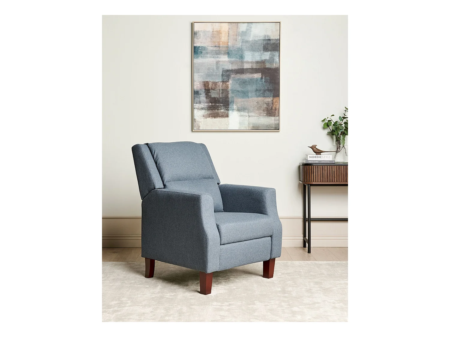 Fauteuil inclinable EGERSUND Repose-pieds inclus Tissu Bleu foncé