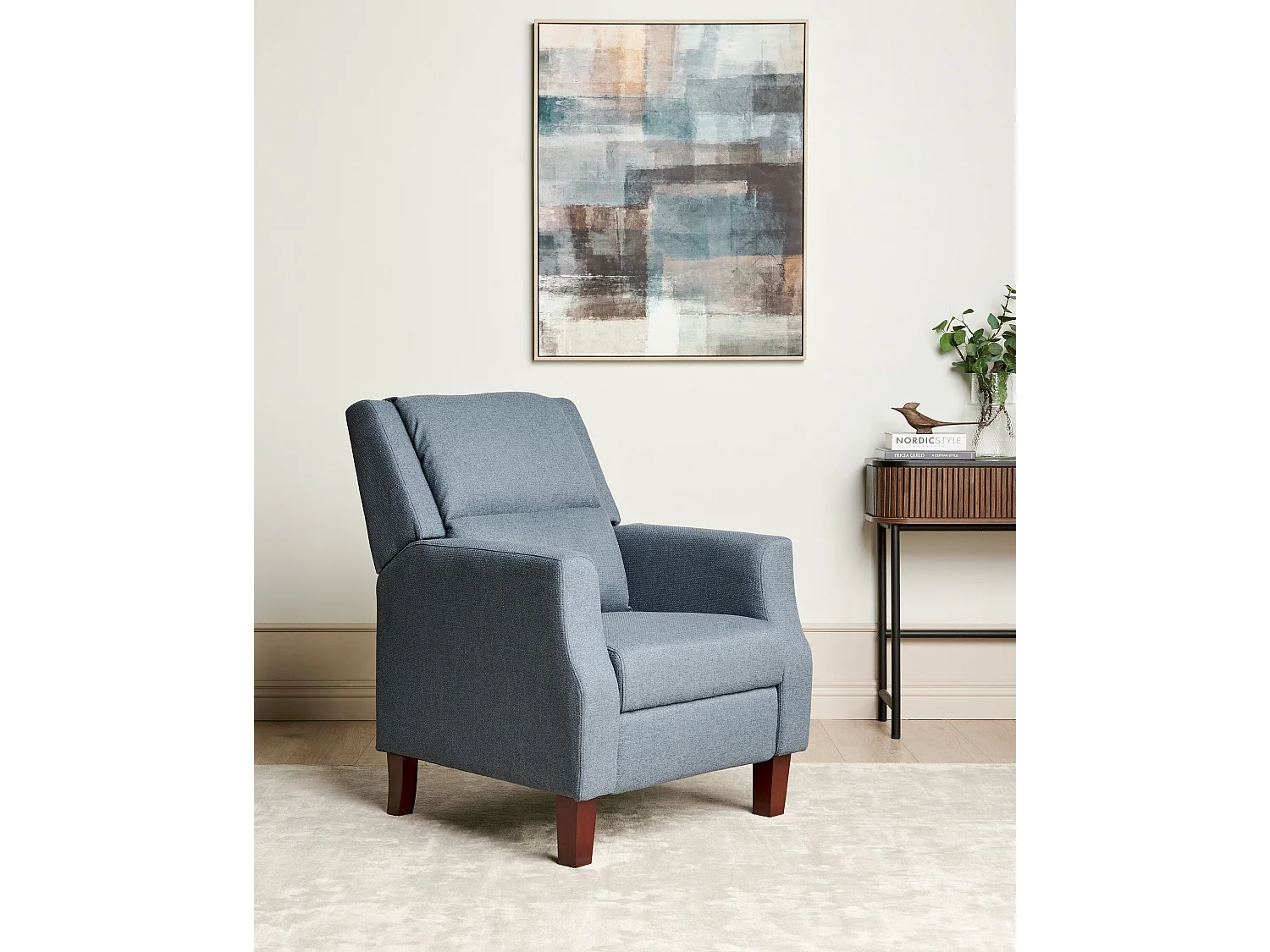 Fauteuil inclinable EGERSUND Repose-pieds inclus Tissu Bleu foncé