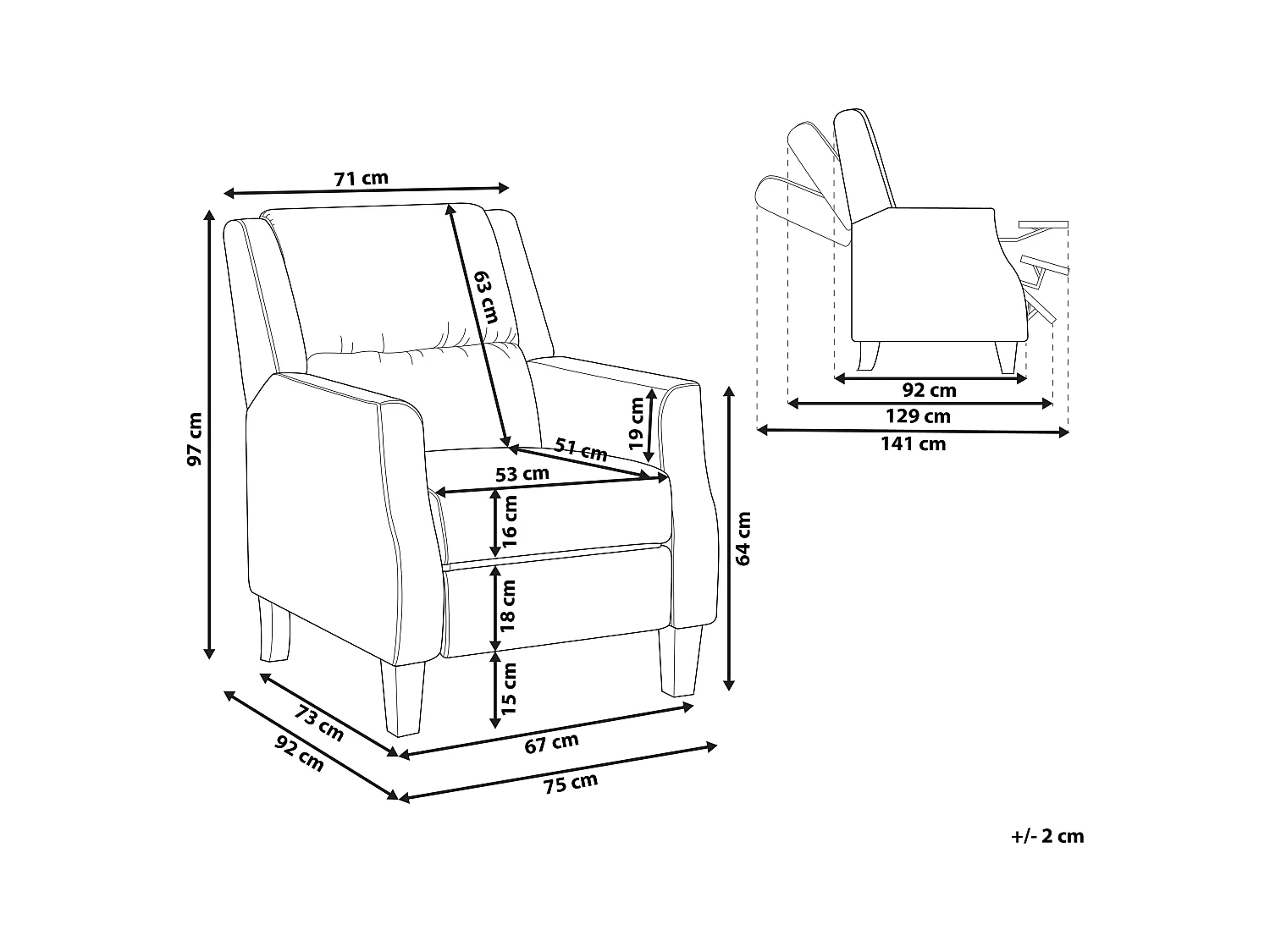 Relaxfauteuil EGERSUND Stof Lichtbeige