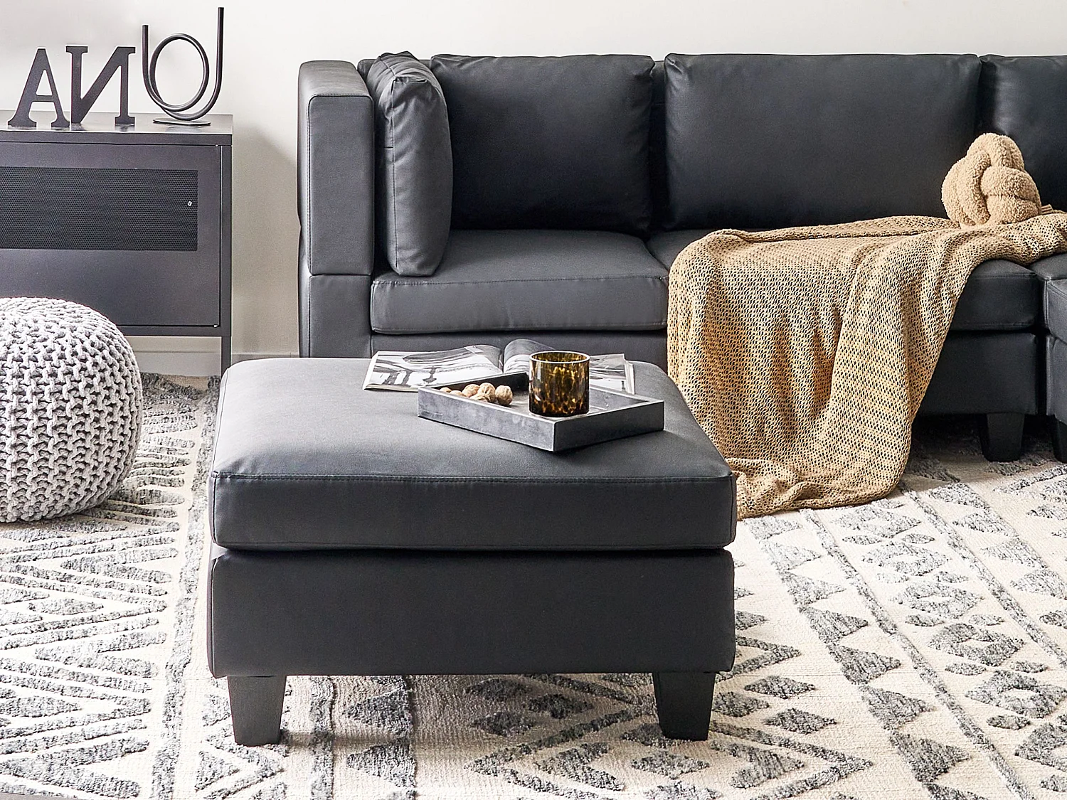 Ottoman UNSTAD Cuir PU Noir