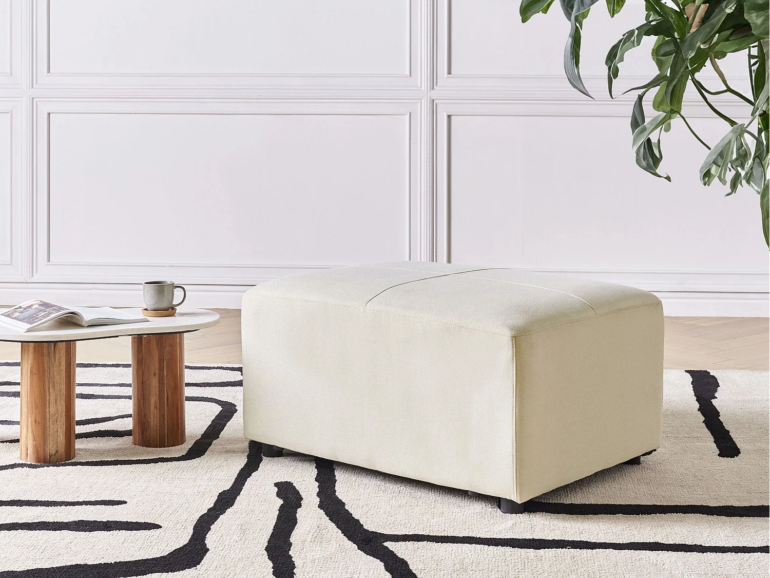 Ottoman KOHLO Tissu Beige clair