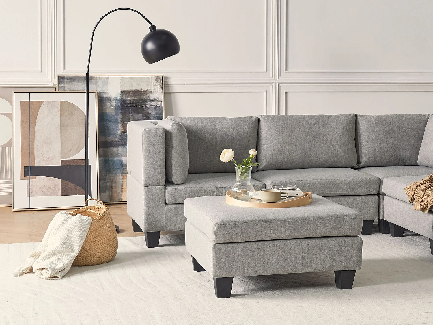 Otomana UNSTAD Tela Gris claro