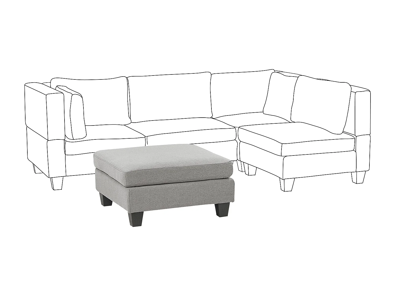 Otomana UNSTAD Tela Gris claro