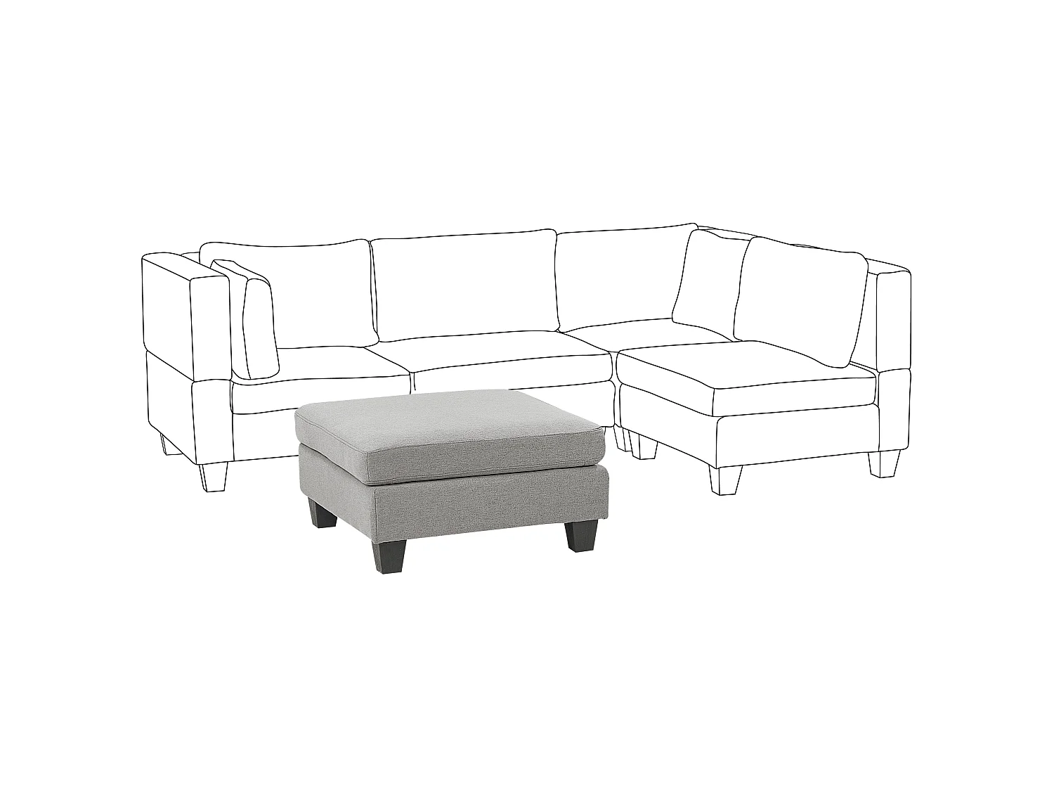 Otomana UNSTAD Tela Gris claro