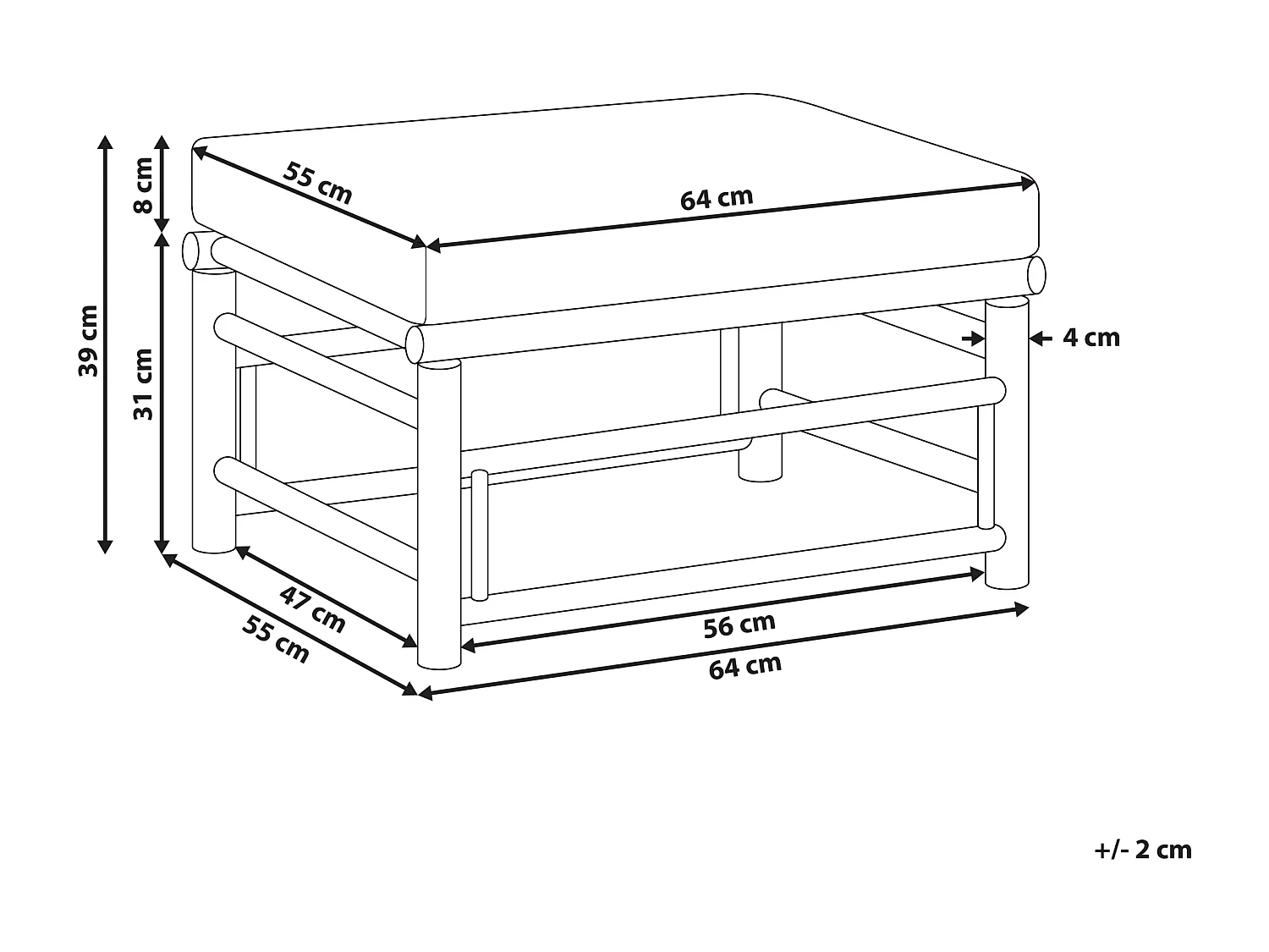 Tuin ottomaan CERRETO Bamboehout Gebroken wit