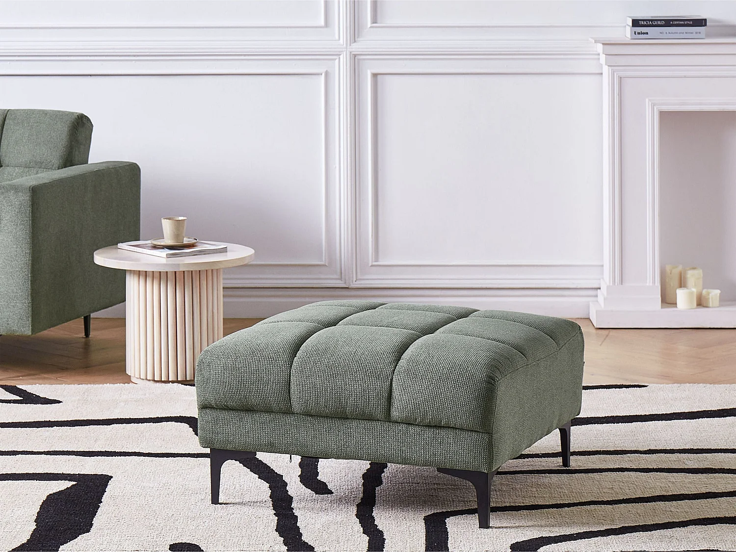 Ottomane ALNES Stoff Dunkelgrün