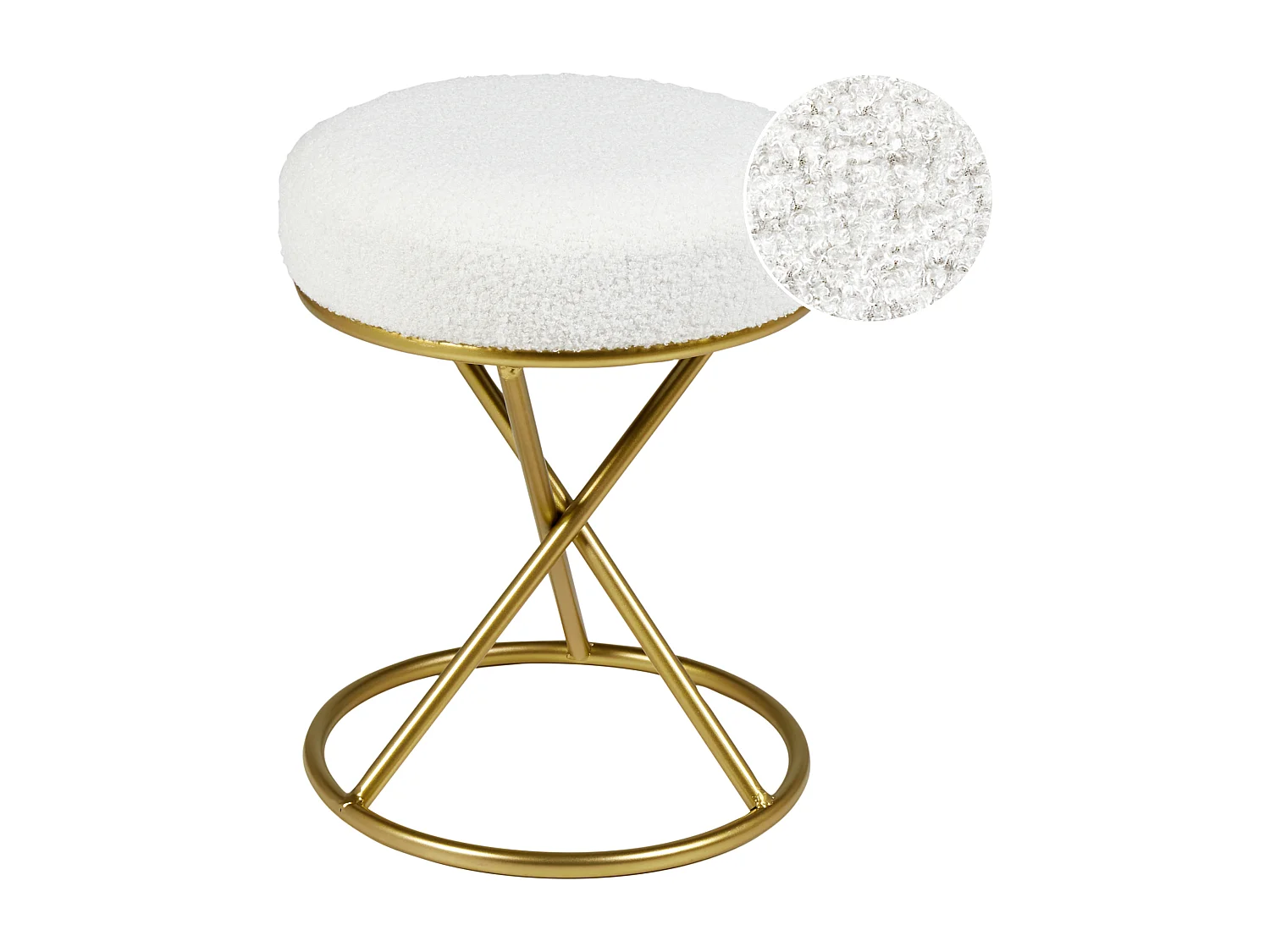 Hocker PRESHO Bouclé Cremeweiss