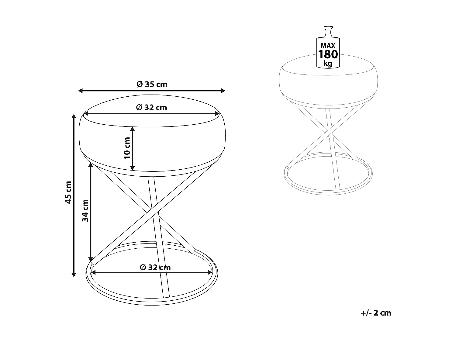 Repose-pied PRESHO Bouclé Blanc cassé