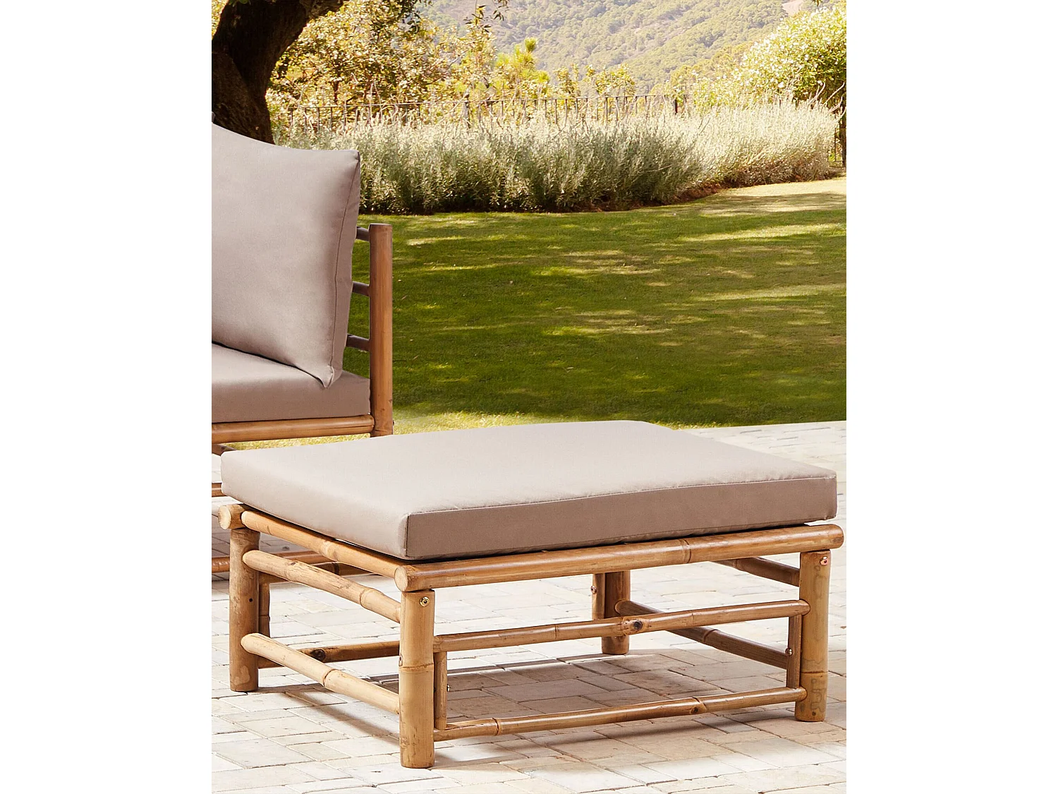Ottoman de jardin CERRETO Bambou Taupe