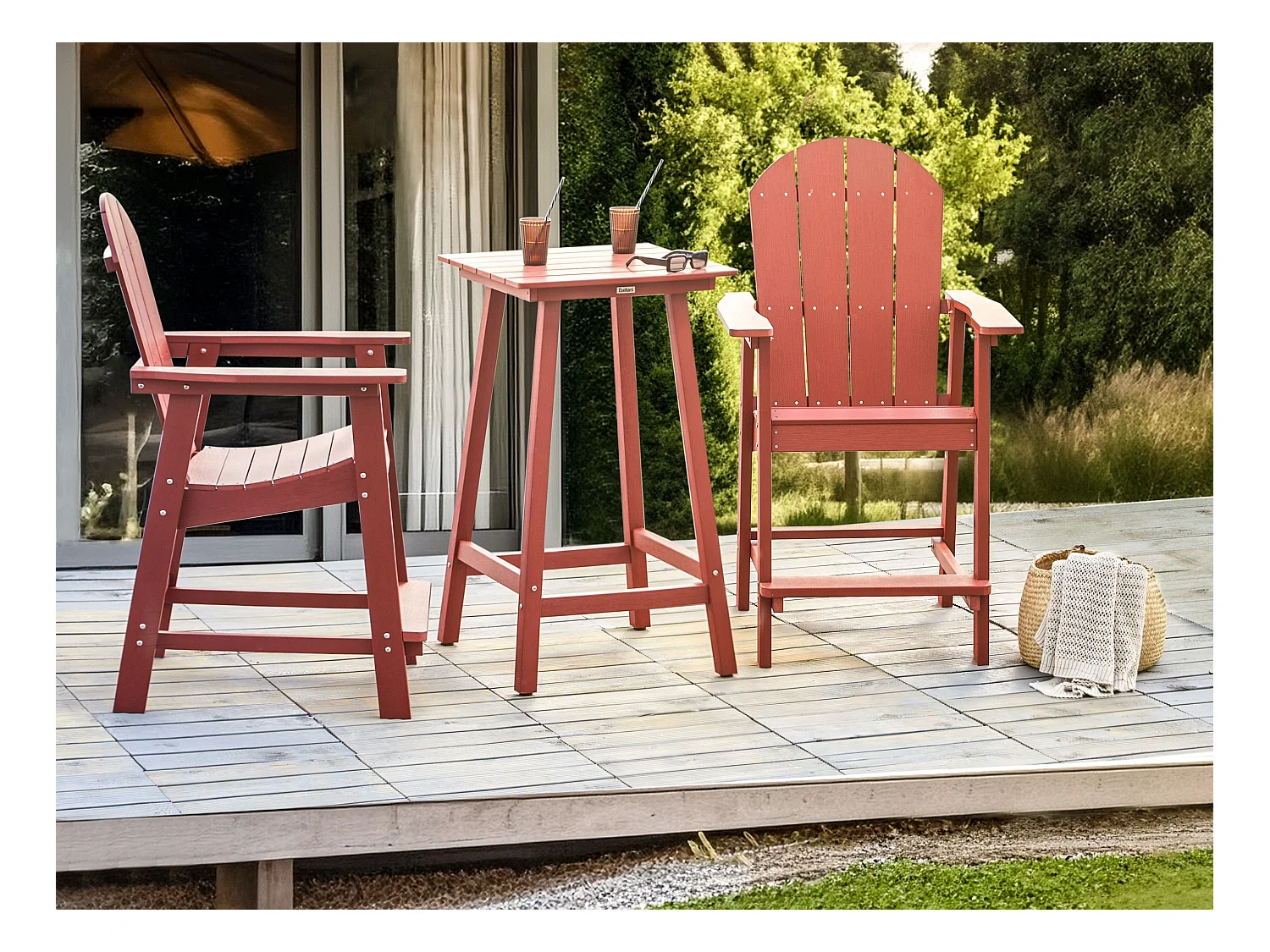 Garten Bartisch ADIRONDACK 60 cm 59 cm Kunststoff Rot