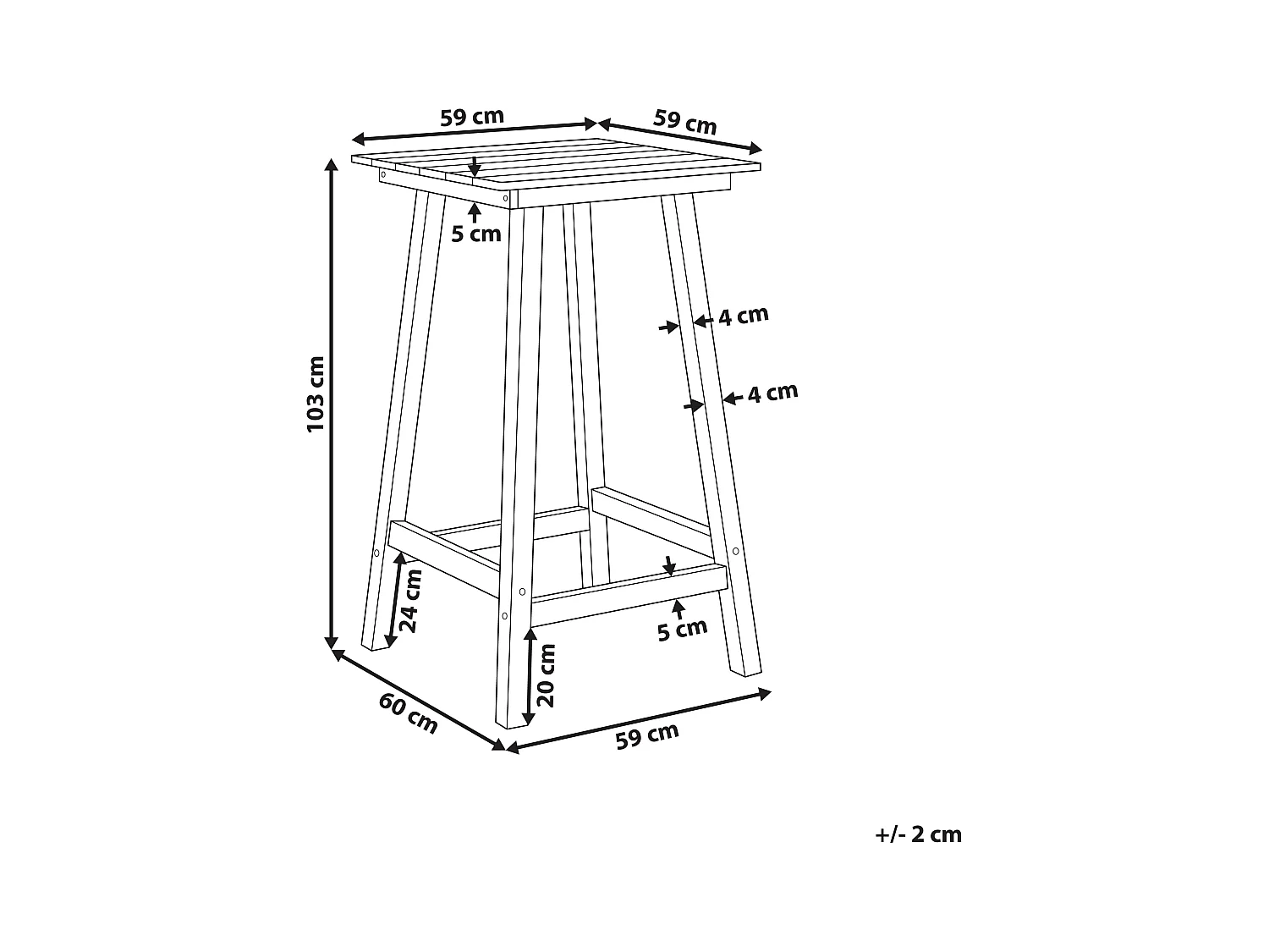 Garten Bartisch ADIRONDACK 60 cm 59 cm Kunststoff Rot
