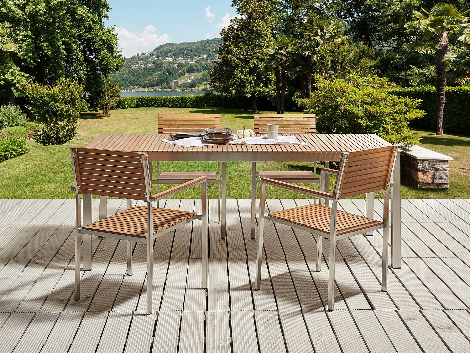 Table de salle à manger de jardin VIAREGGIO 200 cm 90 cm Teck certifié FSC® Marron