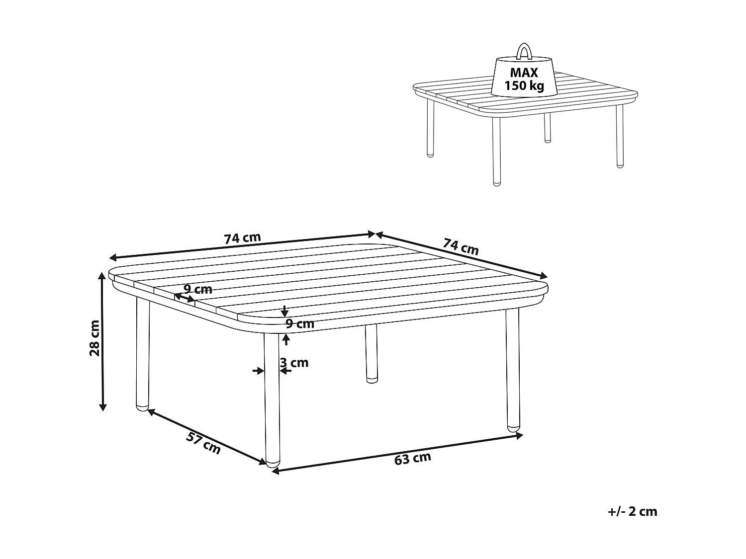 Tuintafel Kunststof Lichte houtkleur SENISE