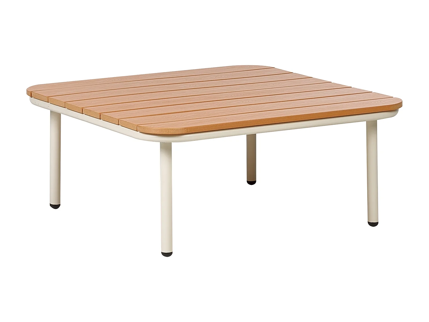 Garten Beistelltisch aus Kunstholz Metall heller Holzfarbton 74x74 cm Senise