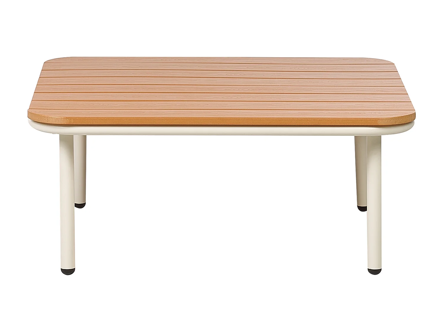 Garten Beistelltisch aus Kunstholz Metall heller Holzfarbton 74x74 cm Senise