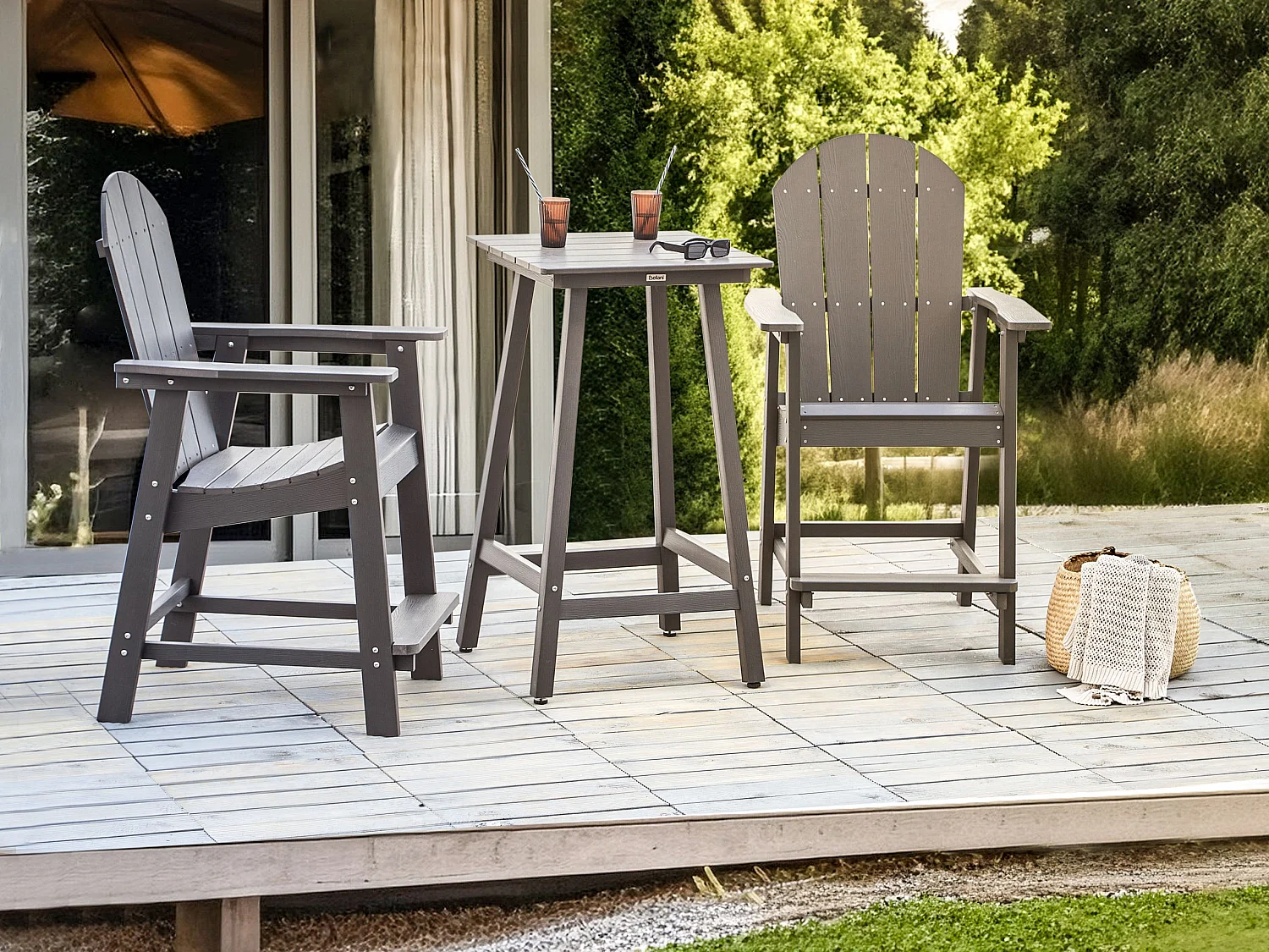 Tavolo da bar da giardino ADIRONDACK 60 cm 59 cm Materiale sintetico Grigio scuro