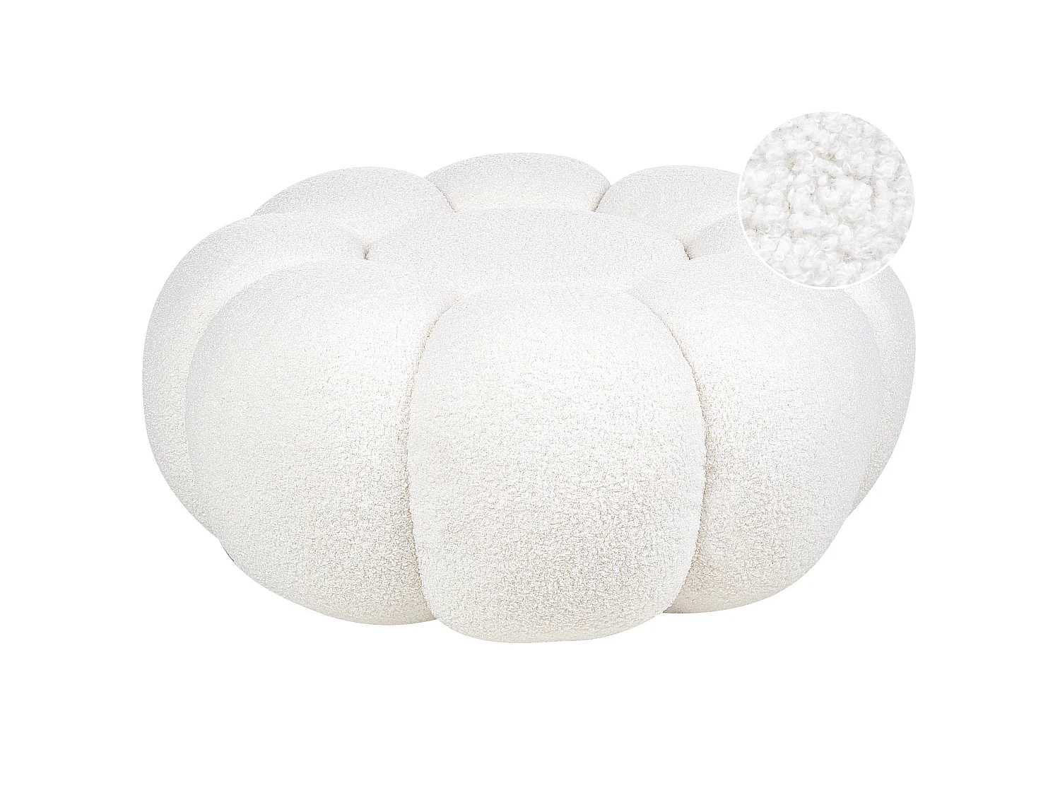 Pouf BEAUFORT Bouclé Blanc cassé 60 cm 60 cm 27 cm