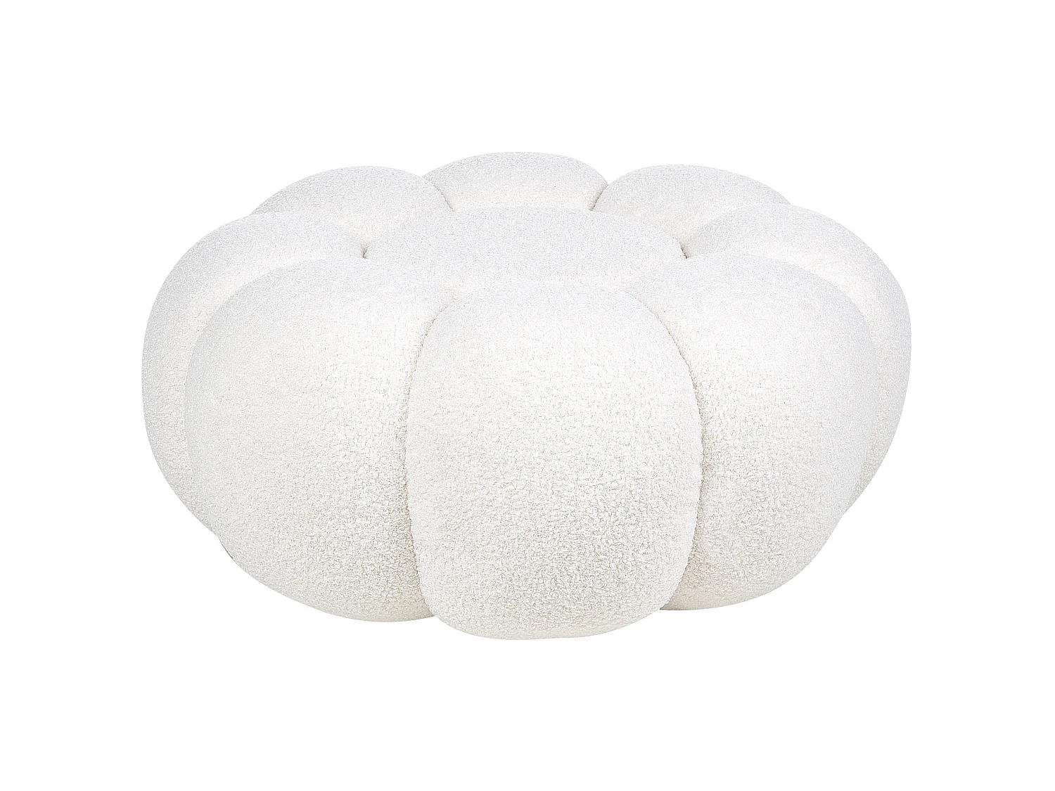 Pouf BEAUFORT Bouclé Blanc cassé 60 cm 60 cm 27 cm
