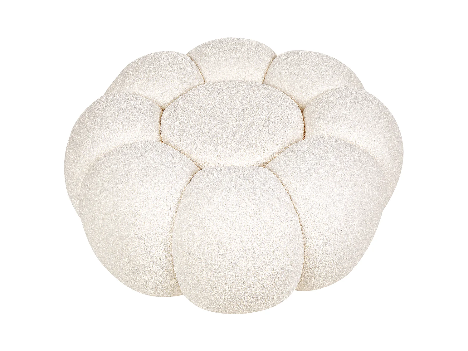 Pouf BEAUFORT Bouclé Blanc cassé 60 cm 60 cm 27 cm