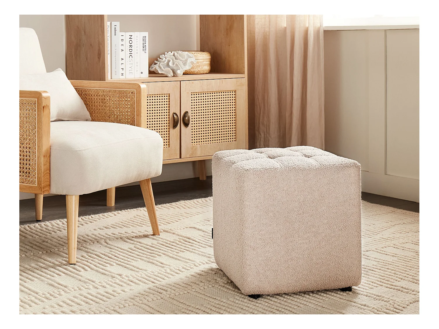 Pouf KANSAS Bouclé Beige