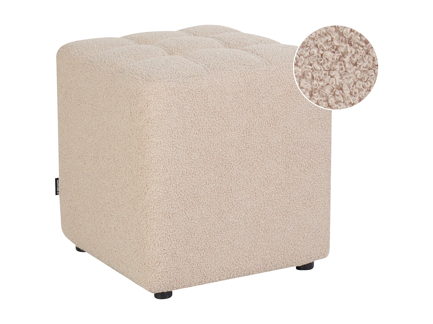 Poef KANSAS Bouclé Beige 38 cm 38 cm 39 cm