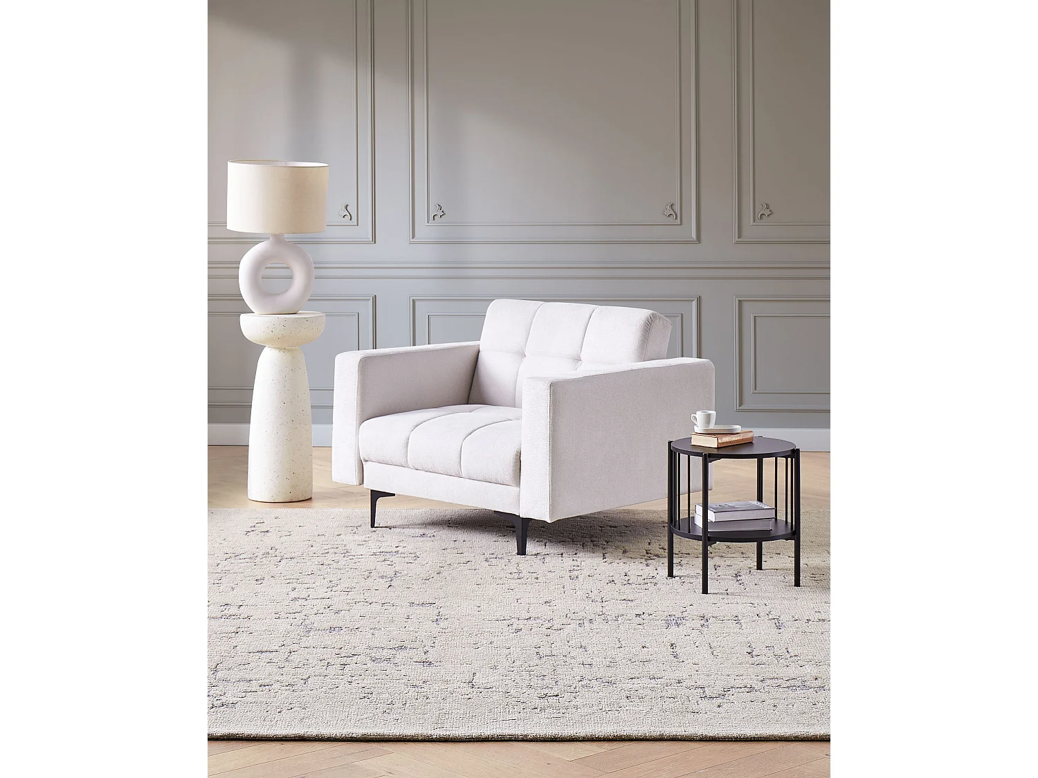 Fauteuil ALNES Tissu Blanc cassé