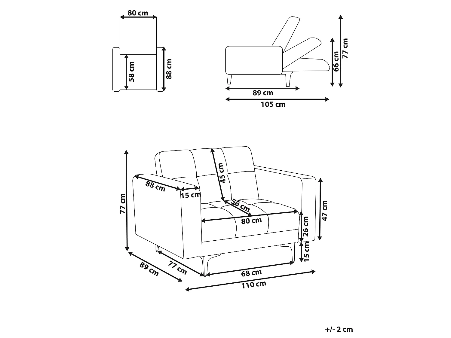 Fauteuil ALNES Blanc cassé
